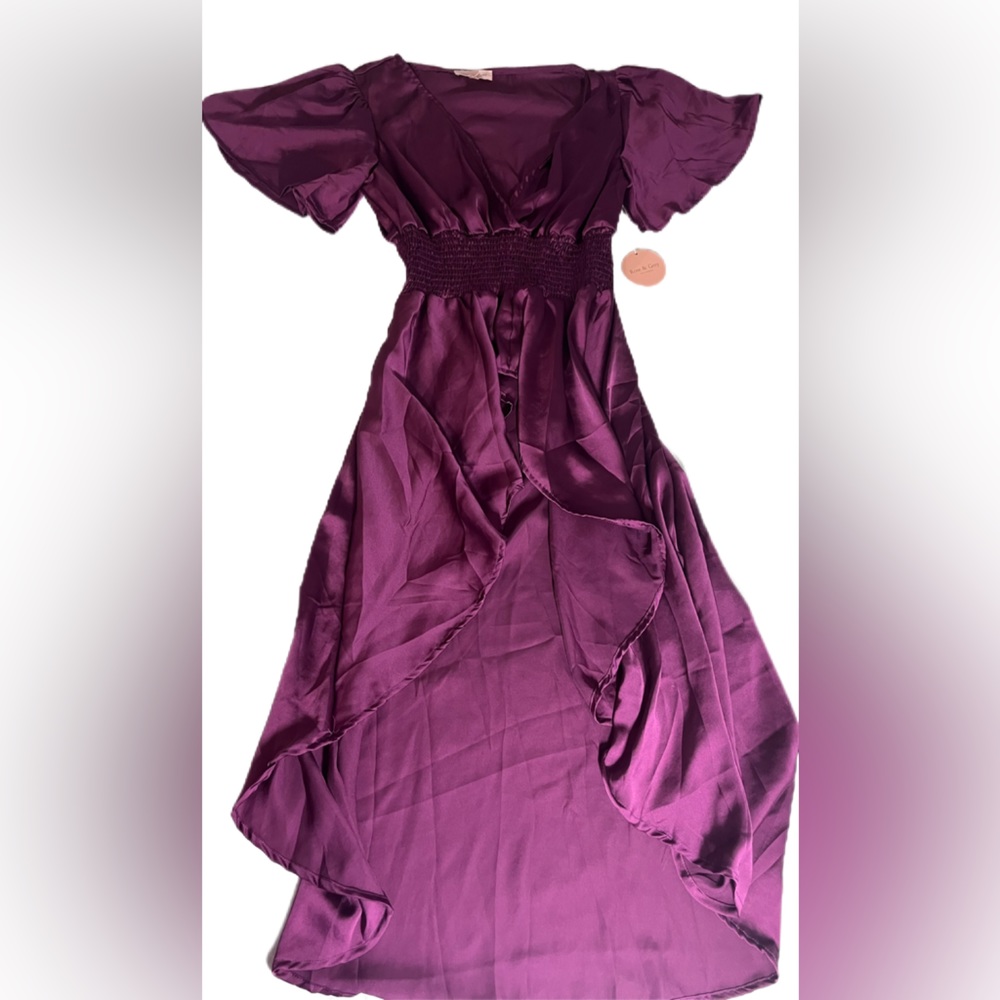 Rose & Grey Los Angeles Purple V-neck Asymmetrical Dress - Women Size Large NWT